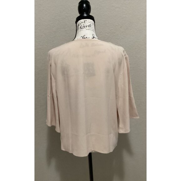 Elegant Women's Draped Blouse With Wide Sleeves - Light Beige - Size S - Picture 5 of 5